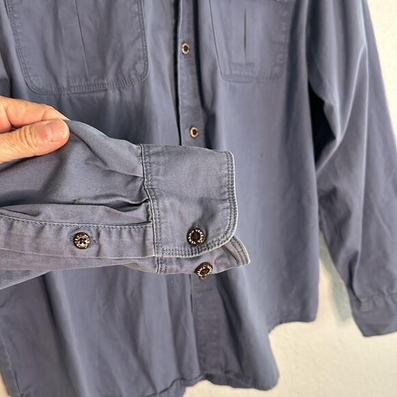 Tehama Men’s XL Button Down Shirt Blue Long Sleeve Utility Hiking Flap Pockets - Picture 3 of 7